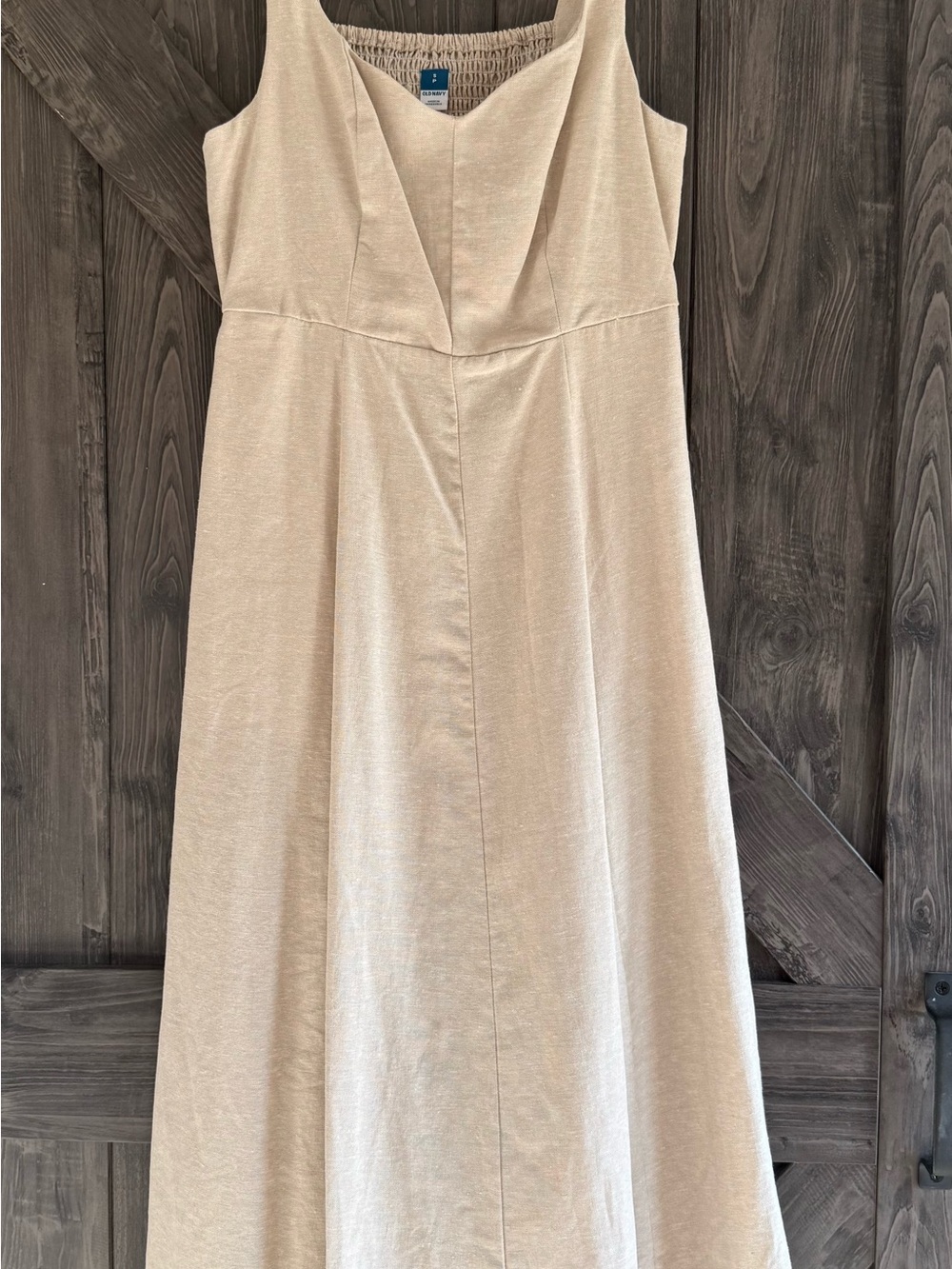 Old Navy Light Beige Sleeveless V-Neck Midi Dress